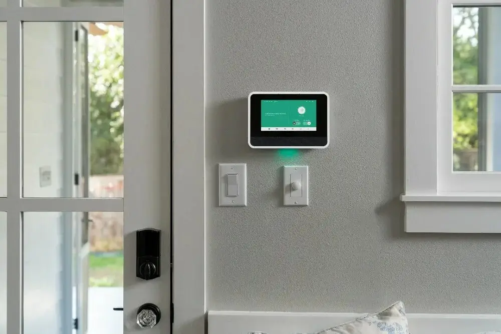 A smart home device integrated seamlessly into a wall