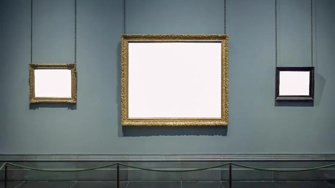 A sharp, focused spotlight highlighting a piece of art