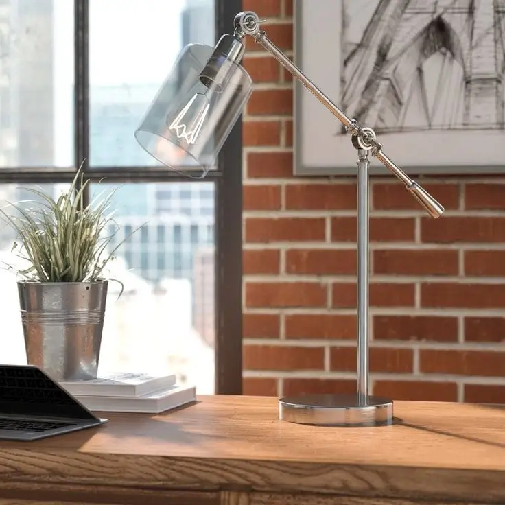 A functional desk lamp illuminating a workspace